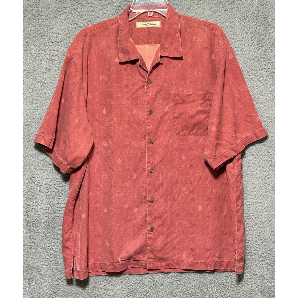 Tommy Bahama Shirt Mens 2XL Red Craps Passline Casino Dice Spade Silk Vegas